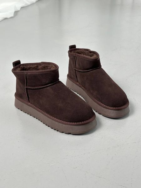 Угги женские короткие замшевые шоколадного цвета 5131з фото