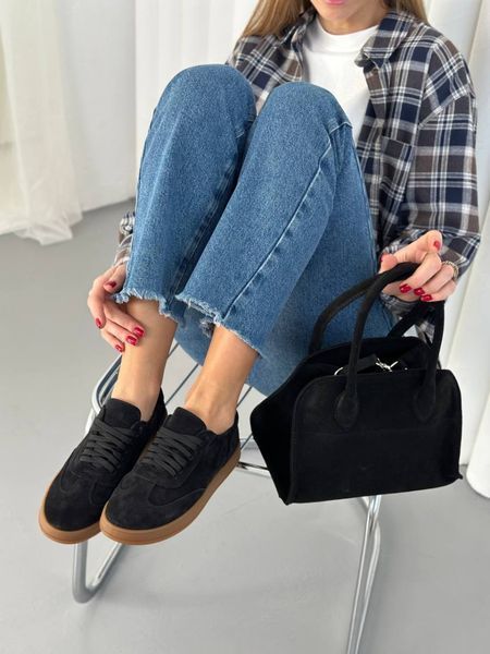 Кеды женские замшевые черного цвета 5507 фото