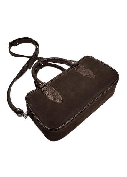 Сумка cross body женская замшевая шоколадного цвета 8402 фото