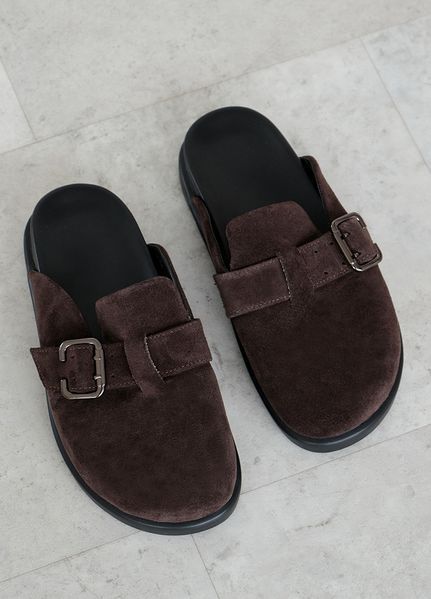 Женские шлепанцы клоги BAREFOOT шоколадные из натуральной замши 8465-28 фото