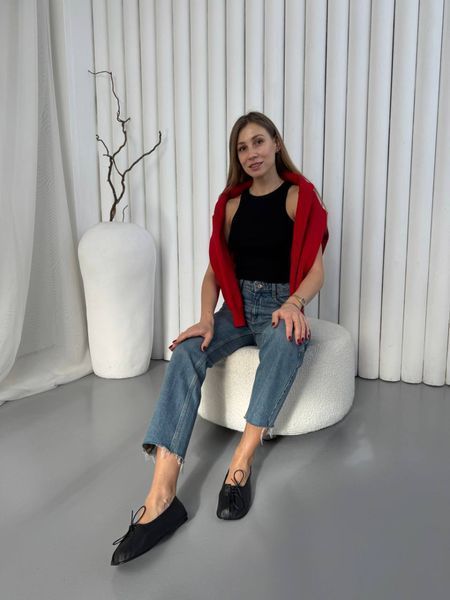 Женские кожаные балетки barefoot на шнуровке черные 4302 фото